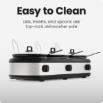 Chefman Triple Slow Cooker & Food Warmer, Three Crock Slow Cooker with 2.5 Qt Ceramic Crocks, 7.5-Quart Total Capacity, PFAS-Free, Three Temperature Settings, Dishwasher-Safe Parts, Stainless Steel - Image 4