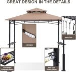 ABCCANOPY 8x5 Grill Gazebo - Outdoor BBQ Canopy Shelter with Led Light for Patio Backyard Grilling (Khaki) – Bild 3