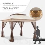 COOS BAY 11x11 Pop Up Gazebo with Mesh Netting, Instant Outdoor Canopy Tent, Water Resistant Shelter with UPF 50+ UV Protection, 121 Sq Ft Coverage, Beige – Bild 3