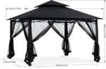 ABCCANOPY Gazebos for Patios 10x12 - Outdoor Steel Frame Gazebo with Mosquito Netting for Lawn Backyard Garden Deck (Black) – Bild 3