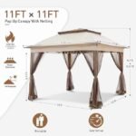 COOS BAY 11x11 Pop Up Gazebo with Mesh Netting, Instant Outdoor Canopy Tent, Water Resistant Shelter with UPF 50+ UV Protection, 121 Sq Ft Coverage, Beige – Bild 4