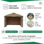 APEX GARDEN Four-Side Privacy Side Wall Curtain Set for 10-ft x 12-ft Gazebo (Beige) – Bild 5