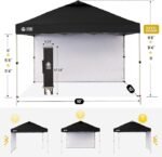 CROWN SHADES 10x10 Pop Up Canopy with 1 Side Wall - Beach Tent with One Push Setup - Outdoor Sun Shade for Events, Parties, Camping - Gazebo with STO-N-Go Cover Bag (Black) – Bild 4