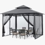 ABCCANOPY Gazebos for Patios 10x10 - Outdoor Steel Frame Gazebo with Mosquito Netting for Lawn Backyard Garden Deck (Dark Gray) – Bild 4