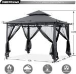 ABCCANOPY Gazebos for Patios 10x10 - Outdoor Steel Frame Gazebo with Mosquito Netting for Lawn Backyard Garden Deck (Dark Gray) – Bild 2