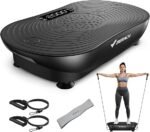 MERACH Vibration Plate Exercise Machine, Vibrating Platform for Lymphatic Drainage Weight Loss Muscle Activation, Full Body Home Exercise Equipment with LED Touch Screen Bluetooth Pull Cord