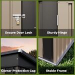 Patiowell 5x3 FT Outdoor Storage Shed, Tool Shed with Sloping Roof and Lockable Door, Metal Shed for Backyard Garden Patio Lawn, Brown – Bild 2