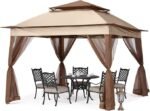MASTERCANOPY Patio Gazebo Outdoor Pop Up Gazebo with Mesh Walls (11x11,Champagne) - Image 4