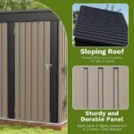 Patiowell 5x3 FT Outdoor Storage Shed, Tool Shed with Sloping Roof and Lockable Door, Metal Shed for Backyard Garden Patio Lawn, Brown – Bild 3