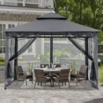 ABCCANOPY Gazebos for Patios 10x10 - Outdoor Steel Frame Gazebo with Mosquito Netting for Lawn Backyard Garden Deck (Dark Gray) – Bild 3