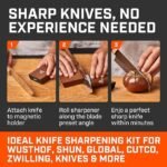 The Original Tumbler Rolling Knife Sharpener™ - Knife Sharpening Made Easy - Rolling Knife Sharpener Tool for Kitchen Knives - Knife Sharpener Kit Offers 15 & 20 Degree Sharpening (Wood) - Image 4
