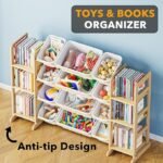 SpaceAid Toy Storage Organizer with 6 Shelves and 12 Bins, Bookshelf/Bookcase, Kids Bin Shelf, Toys Box for Playroom Organization for Bedroom & Room Decor, White, 52.3" W - Image 3