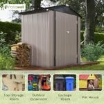 Patiowell 6x4 FT Outdoor Storage Shed, Garden Tool Storage Shed with Sloping Roof and Double Lockable Door, Outdoor Shed for Garden Backyard Patio Lawn, Brown – Bild 3