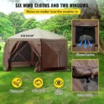 VEVOR Pop Up Gazebo Screen Tent, Pop-Up Instant Gazebo Tents with Mosquito Netting Outdoor Canopy, 6 Sided Sun Shelter 10x10ft with 6 Removable Wind Cloths & 2 Mesh Windows, Pavilion Tent for Patio – Bild 3