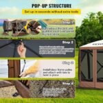 VEVOR Pop Up Gazebo Screen Tent, Pop-Up Instant Gazebo Tents with Mosquito Netting Outdoor Canopy, 6 Sided Sun Shelter 10x10ft with 6 Removable Wind Cloths & 2 Mesh Windows, Pavilion Tent for Patio – Bild 2