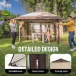 CROWN SHADES 13x13 Pop Up Gazebo, Canopy Tent, Gazebos on Clearance - Outdoor Gazebo for Backyard & Patio Furniture - Carpa Pop Up Tent with Wheeled STO-N-Go Cover Bag (Beige & Coffee) – Bild 4