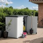 Devoko Outdoor Storage Cabinet 26 Cu Ft with Lockable Doors, Horizontal Storage Shed Waterproof Patio Tools Storage Box for Sofa Cushions, Gardening Tools and Accessories (White) – Bild 3