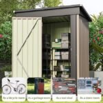 Patiowell 5x3 FT Outdoor Storage Shed, Tool Shed with Sloping Roof and Lockable Door, Metal Shed for Backyard Garden Patio Lawn, Brown – Bild 5