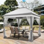 Yaheetech 11x11 Pop Up Gazebo Outdoor Canopy Shelter, Instant Patio Gazebo Sun Shade Canopy Tent with 4 Sandbags, 2 Tiers Roof & Mesh Netting for Lawn, Garden, Backyard & Deck, Gray – Bild 5