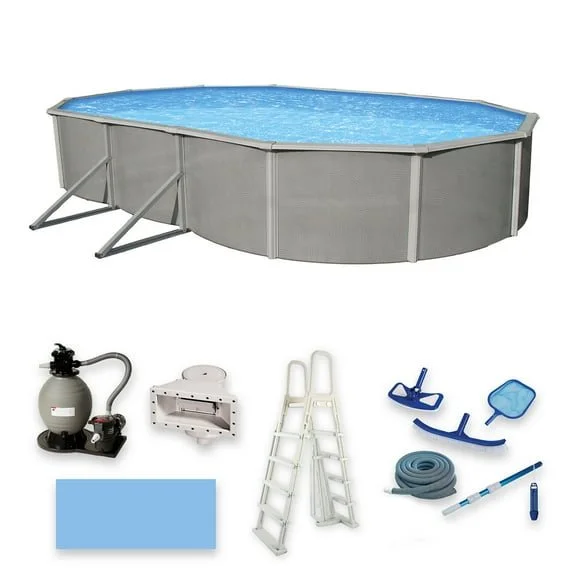 g1-8.webp Belize 12-ft x 24-ft Oval 52-in Deep 6-in Top Rail Metal Wall Swimming Pool Package - Image 1