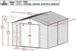 Arrow Select 10′ x 12′ Outdoor Lockable Steel Storage Shed Building, Charcoals – Bild 3