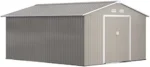 Outsunny 11′ x 13′ Outdoor Storage Shed, Garden Tool Metal Shed with Foundation Kit, Double Lockable Door, Air Vents and Slopings Roofs, for Backyard, Patio, Lawn, Light Grays – Bild 4