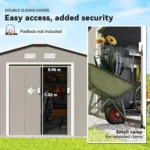 Outsunny 11′ x 13′ Outdoor Storage Shed, Garden Tool Metal Shed with Foundation Kit, Double Lockable Door, Air Vents and Slopings Roofs, for Backyard, Patio, Lawn, Light Grays – Bild 3