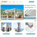 Erommy Outdoor Louvered Pergola Gazebo with Adjustable Aluminum Rainproof Roofs – Bild 2