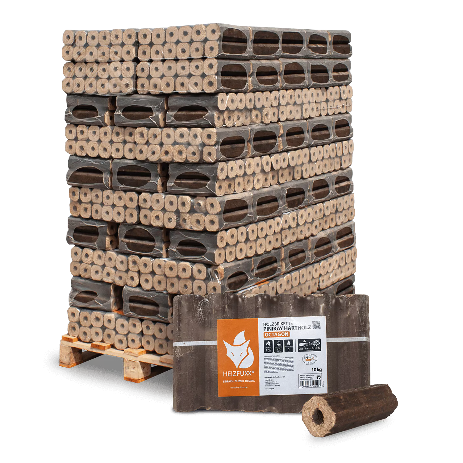cc.webp PiniKay Octagon wood briquettes 96 x 10 kg – Bild 1