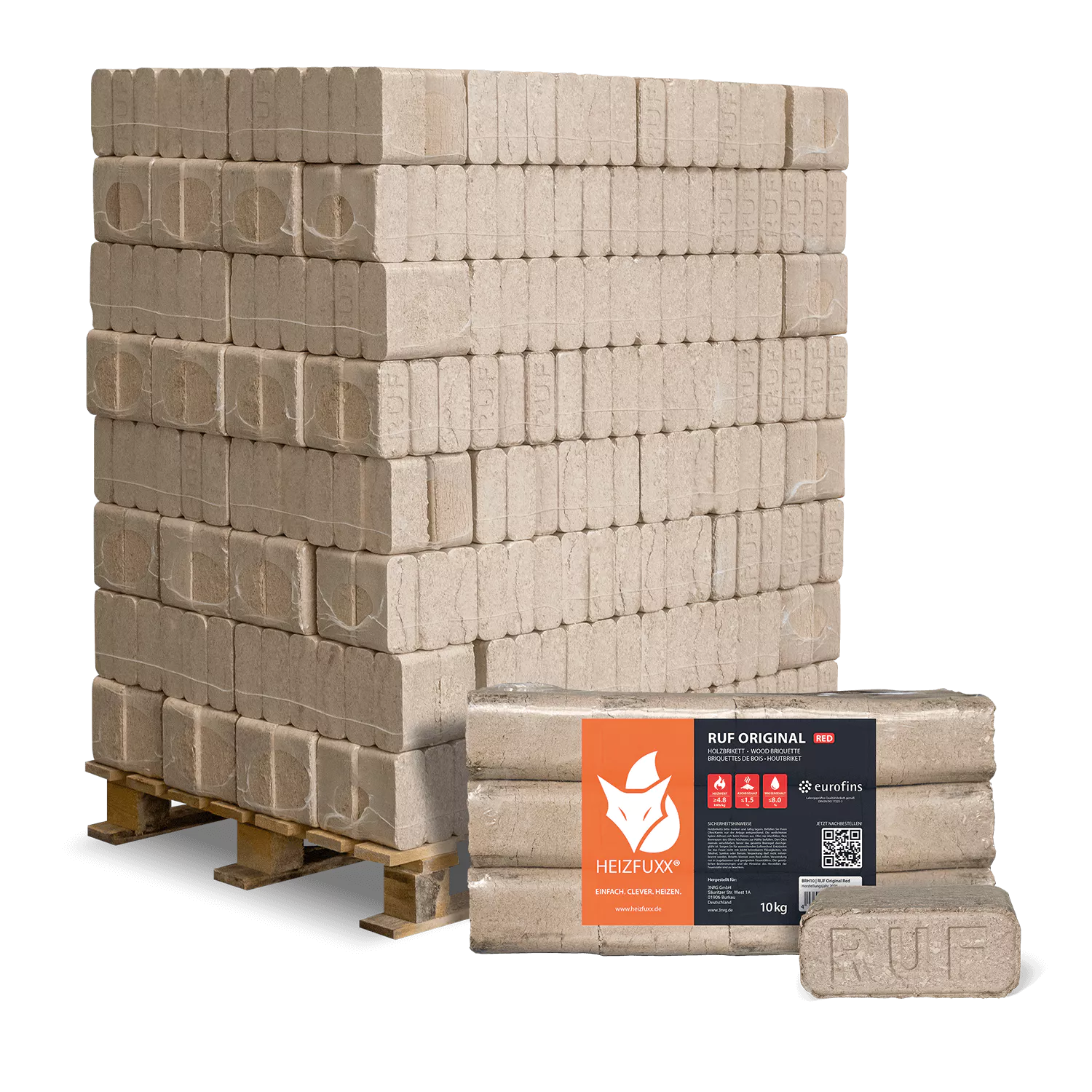 v.webp RUF Original Red wood briquettes 96 x 10 kg – Bild 1